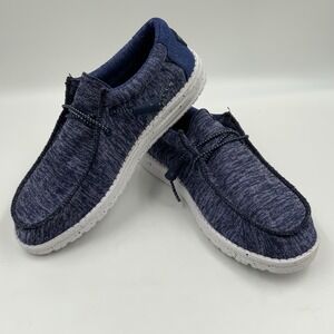Hey Dude Wally Sport Knit Shoes Men's M8 Blue Slip On Loafers Casual Comfort